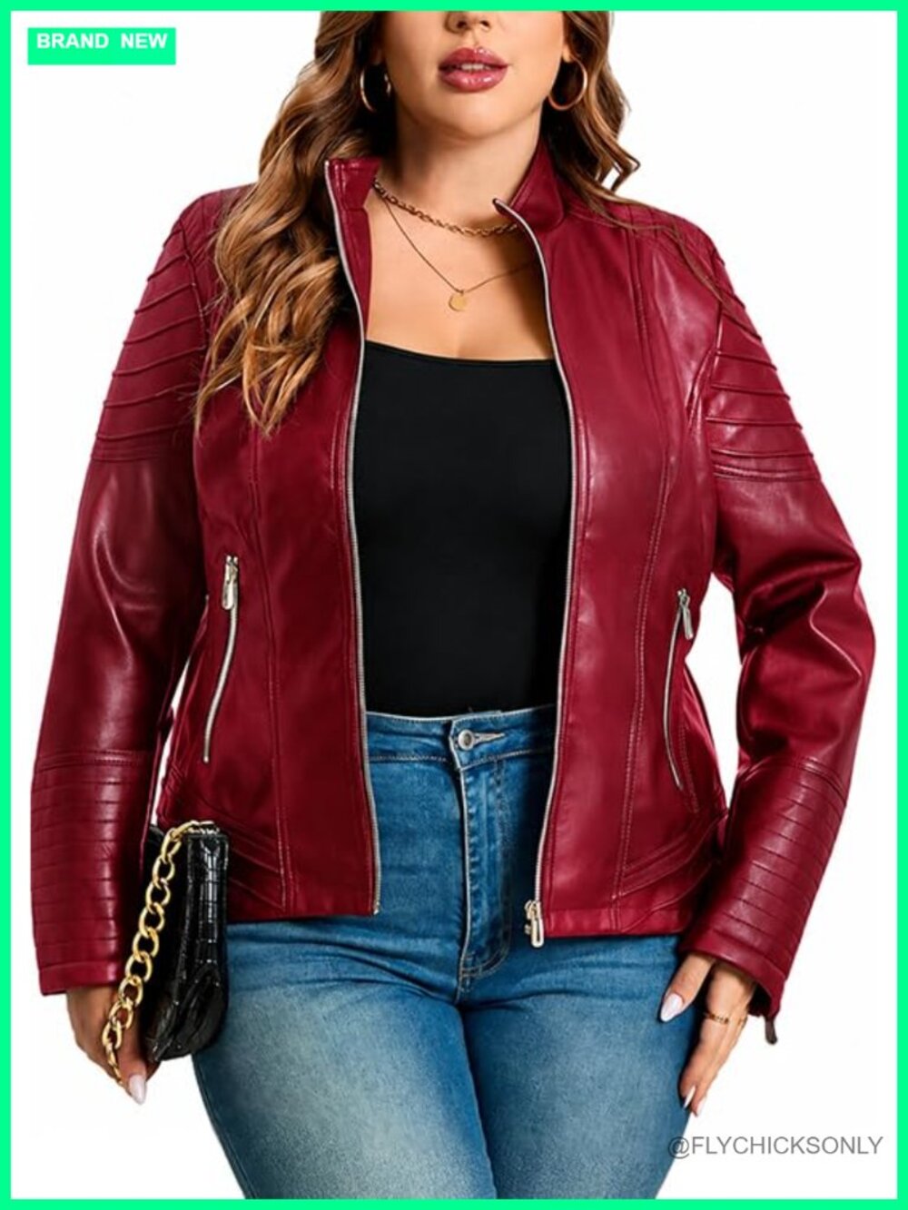 Faux Leather Jacket Plus Size Motorcycle Biker PU Coat Short Fall Fashion